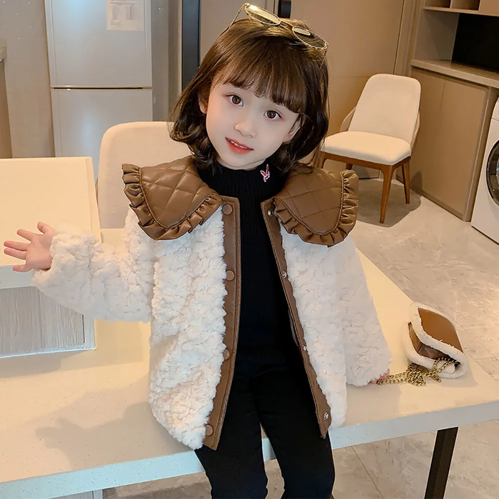 Girls Winter Warm Outerwear Korean Style Pu Leather Lapel Single Breasted Cotton Jackets Fashion Patchwork Kids Coat 2023 New
Girls Winter Warm Outerwear Korean Style Pu Leather Lapel Single Breasted Cotton Jackets Fashion Patchwork Kids Coat 2023 New