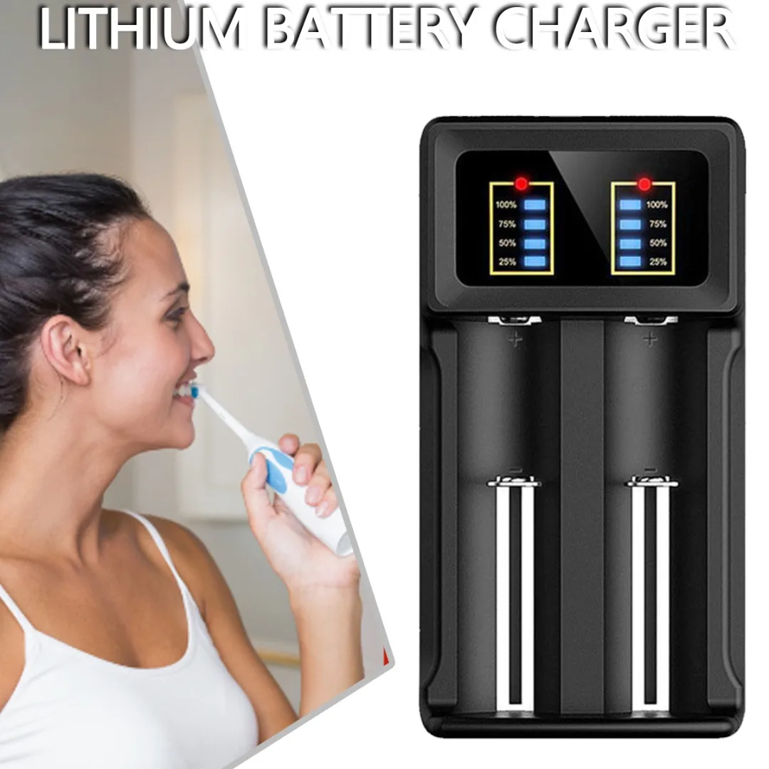 

Multi-functional 2 Slots Smart Charger Universal Dual Slot Type-C Intelligent Chargers For 18650 26650 21700 Lithium Battery