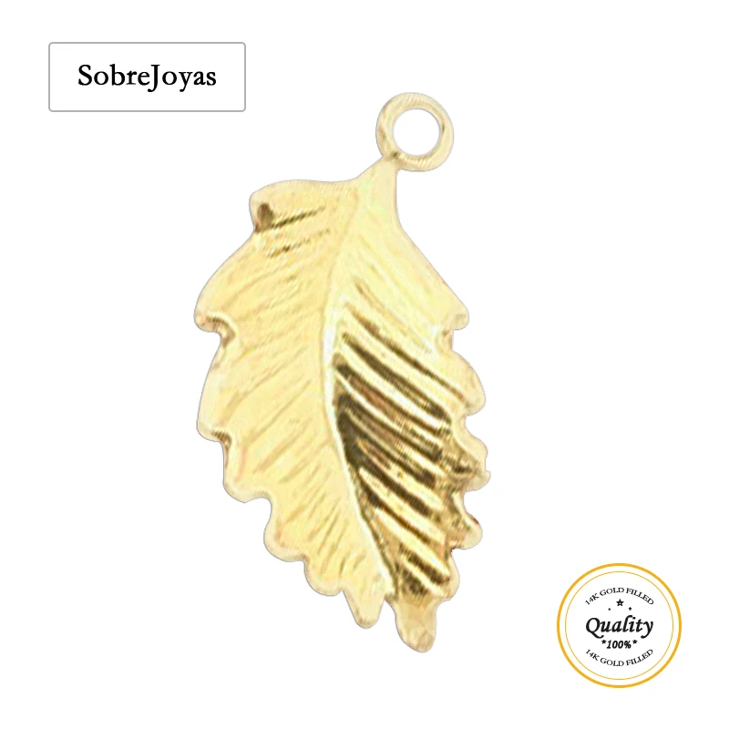 

14K Gold Filled Leaves Charm Gold Pendant Leaves Charm Jewelry for DIY Bracelet Necklace Making Jewelry Findings