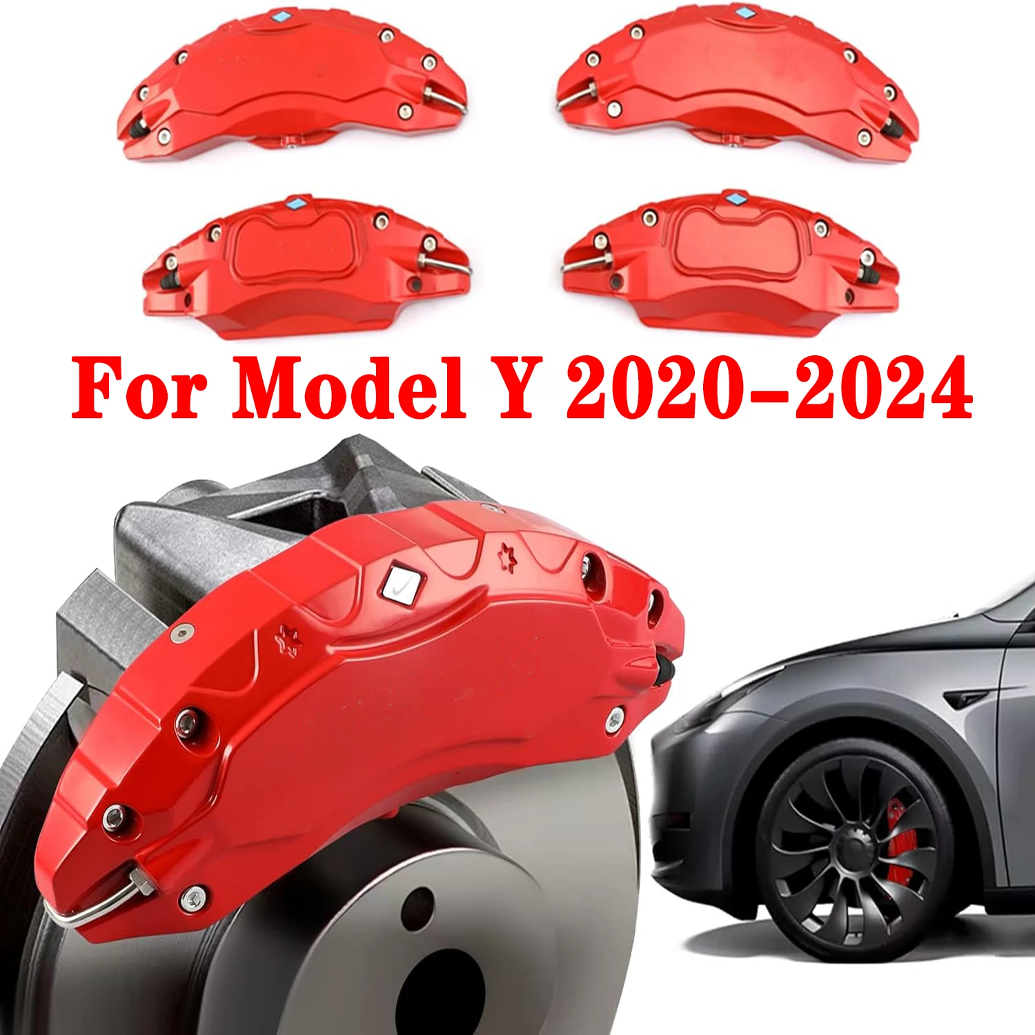 4PCS Brake Caliper Covers For Tesla Model Y 2020-2024, 19 20 Inch Red Wheel Hub Front and Rear Brake Caliper Covers
4PCS Brake Caliper Covers For Tesla Model Y 2020-2024, 19 20 Inch Red Wheel Hub Front and Rear Brake Caliper Covers