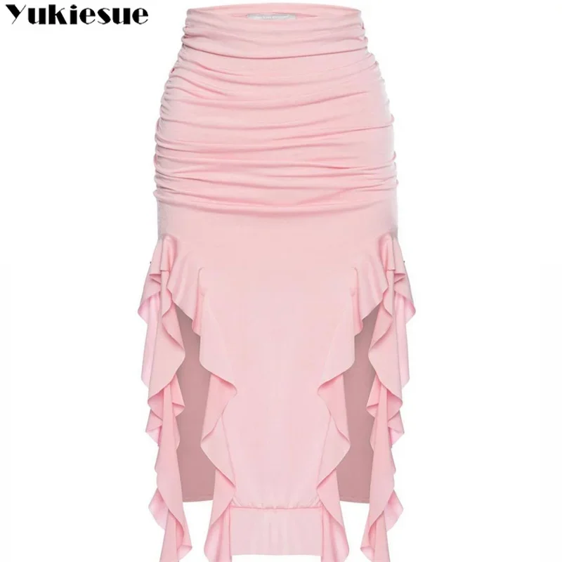 

Женская длинная юбка с бахромой, повседневная облегающая Асимметричная юбка с высокой талией и Боковым Разрезом, лето 2023