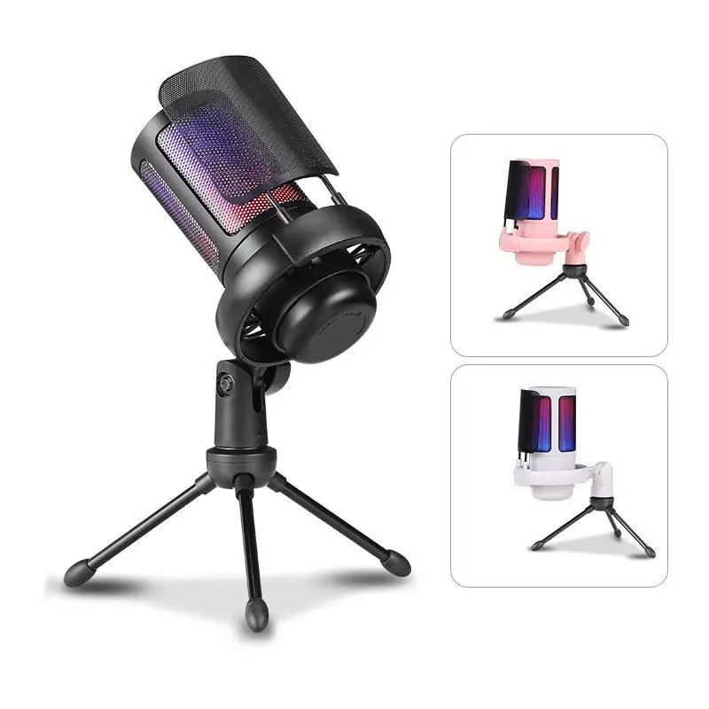 USB computer microphone game competitive mobile phone live singing recording noise reduction colorful RGB microphone set
USB computer microphone game competitive mobile phone live singing recording noise reduction colorful RGB microphone set