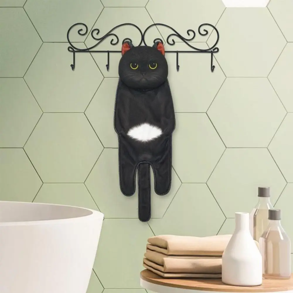 

Забавные полотенца для рук в форме кошки, полотенце для мытья рук в ванной и кухне с подвесными петлями, быстросохнущие мягкие абсорбирующие креативные полотенца из микрофибры
