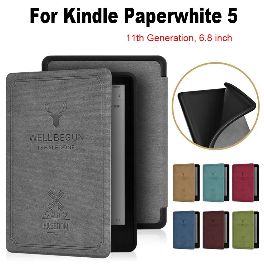 Умный чехол из искусственной кожи для Kindle Paperwhite 5, 6,8 дюйма, Folio чехол 11 поколения, ретро защитный чехол с функцией автоматического сна/пробуждения
Умный чехол из искусственной кожи для Kindle Paperwhite 5, 6,8 дюйма, Folio чехол 11 поколения, ретро защитный чехол с функцией автоматического сна/пробуждения