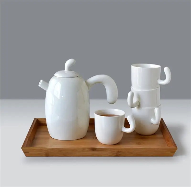 

Plain white bone china teapot & cup set, porcelain tea set, japanese ceramic tea cups, plain white ceramic coffee mugs