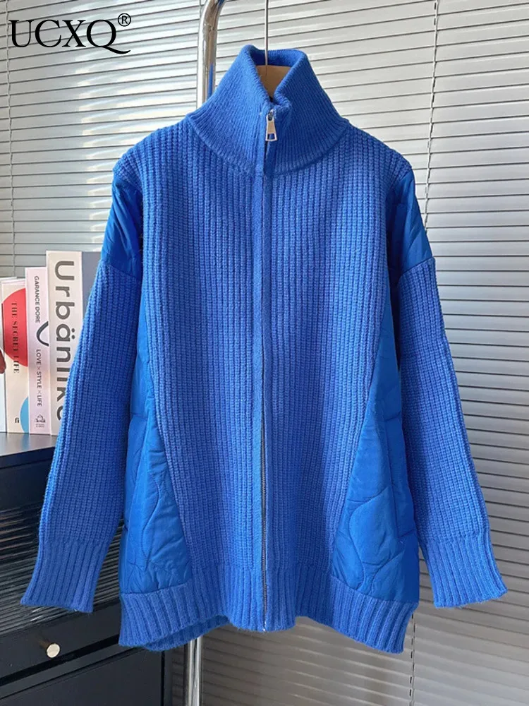 UCXQ Korea Stand Collar Spliced Knitted Zipper Sweater Patchwork Cotton Padded Cardigan Jacket Women 2023 Autumn Winter 23A6280
UCXQ Korea Stand Collar Spliced Knitted Zipper Sweater Patchwork Cotton Padded Cardigan Jacket Women 2023 Autumn Winter 23A6280