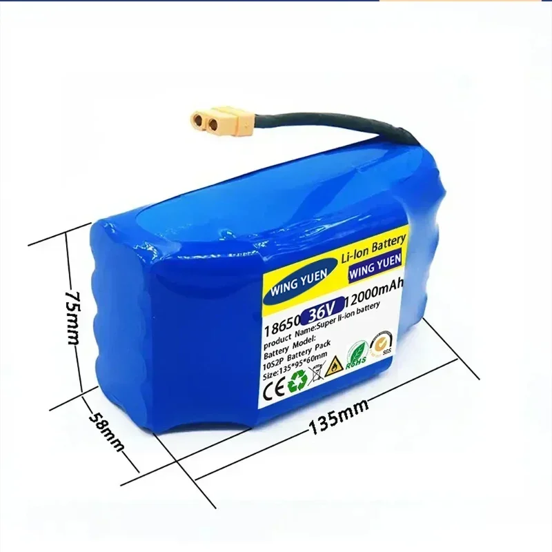 36V Rechargeable Li-ion Battery Pack 12000mAh 12Ah Lithium Ion Cell For Electric Self Balance Scooter Hoverboard Unicycle
36V Rechargeable Li-ion Battery Pack 12000mAh 12Ah Lithium Ion Cell For Electric Self Balance Scooter Hoverboard Unicycle