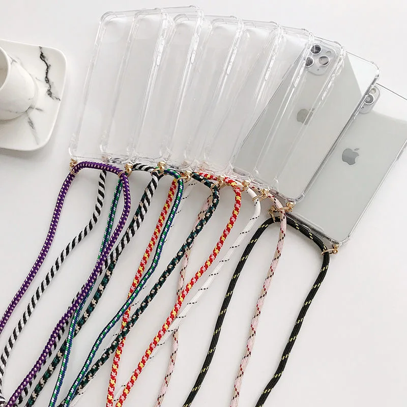 

For Realme 8 9 5g Crossbody Necklace Cord Lanyards Transparent Case For OPPO Realme 7 6 Pro C33 C35 C21Y C25 C15 C11 Soft Cover