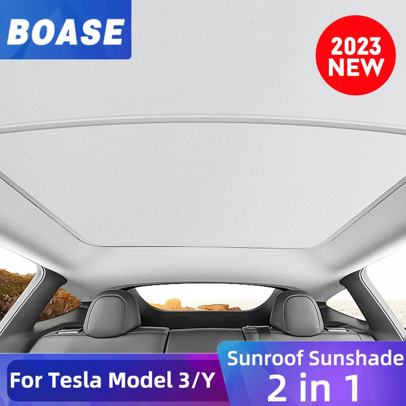 

New Upgrade Ice Cloth Buckle Sun Shades Glass Roof Sunshade Front Rear Sunroof Skylight For Tesla Model 3 Y 2021-2023