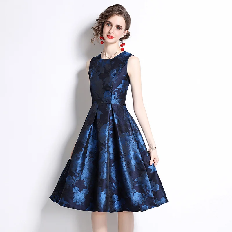 New summer jacquard dress work clothes casual sleeveless dress
New summer jacquard dress work clothes casual sleeveless dress