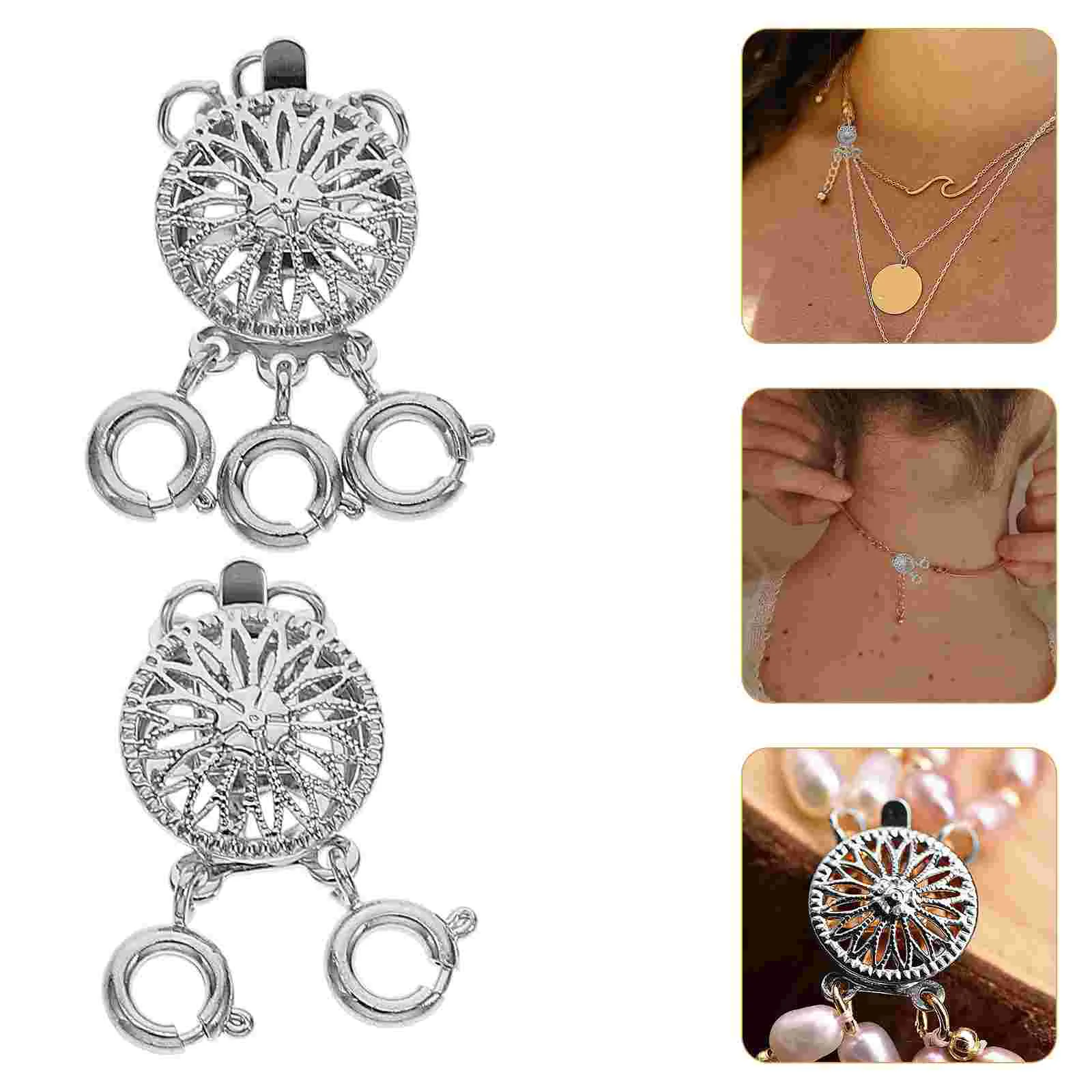 

2Pcs Necklace Layered Clasp 3 Strands Jewelry Spacers Necklace Separator Bracelet Clasps Connectors Bracelet Jewelry Crafts