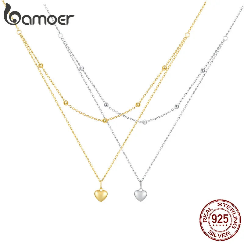 BAMOER 925 Sterling Silver Heart Pendant Necklace for Women Gold Double Layer Choker Female Fine Jewelry BSN168
BAMOER 925 Sterling Silver Heart Pendant Necklace for Women Gold Double Layer Choker Female Fine Jewelry BSN168