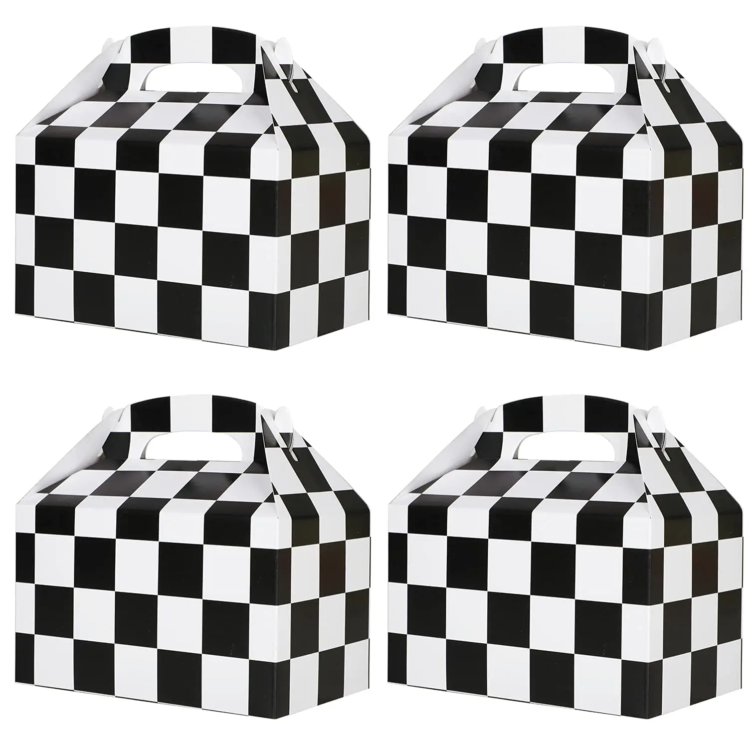 

12Pcs Racing Checkerboard Treat Box Snack Goody Cardboard Bag Gift Giving Race Compete In Speed Birthday Party Decorations