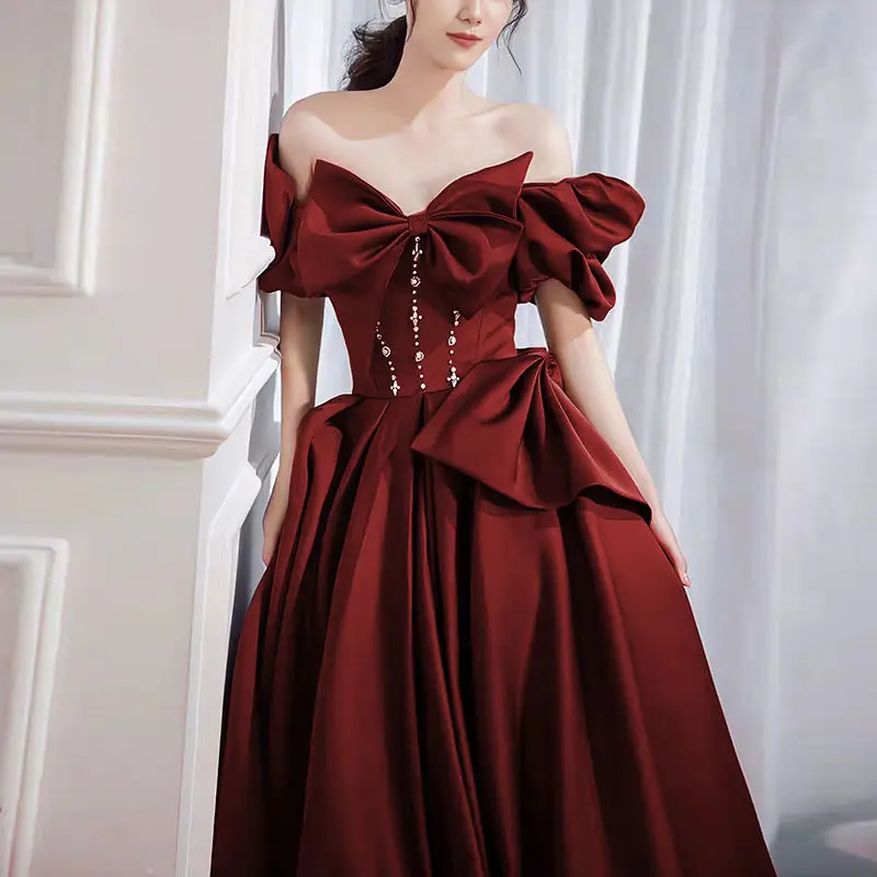 Harajpee Wine Red Toasting Gown Bride Romantic French Style Dress Women Wedding Engagement Age Reducing Evening Vestido Summer
Harajpee Wine Red Toasting Gown Bride Romantic French Style Dress Women Wedding Engagement Age Reducing Evening Vestido Summer