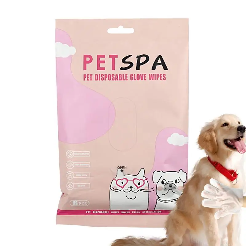 

6pcs Pet Clean Wash Free Gloves Dog Grooming Glove Pet Cleaning Gloves Non Woven Soft Pet Grooming Wipes Pet hair Supplies