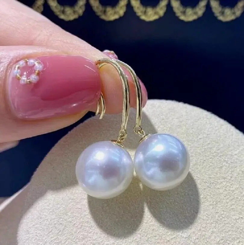 

PERFECT Round AAAAA 11-12MM south sea white natural pearl earring 14K GOLD