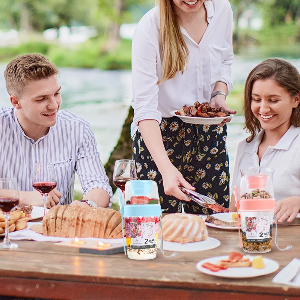 4 Pack Carry Breakfast Cups Salad Cups Yogurt Cereal Oatmeal Snacks Parfait Containers and Salad Dressing Holders with Lid Spoon 4 Pack Carry Breakfast Cups Salad Cups Yogurt Cereal Oatmeal Snacks Parfait Containers and Salad Dressing Holders with Lid Spoon