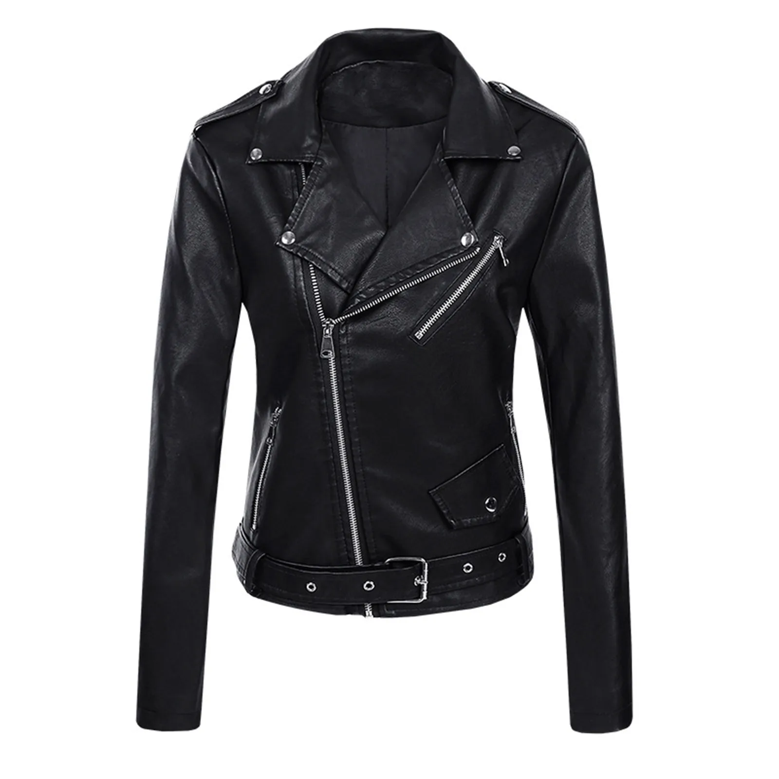

Luxury Women Long Sleeve Leather Jacket Feminina Coat Vintage Chaquetas Jaquetas Y2k Motorcycle Biker Clothing Outerwear