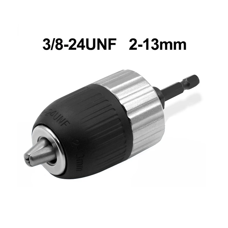 Electric drill adapter 1.5-13mm Chuck 3/8-24UNF Self-locking Keyless Driver Tool Accessories Hex Shank Keyless Adapter
Electric drill adapter 1.5-13mm Chuck 3/8-24UNF Self-locking Keyless Driver Tool Accessories Hex Shank Keyless Adapter