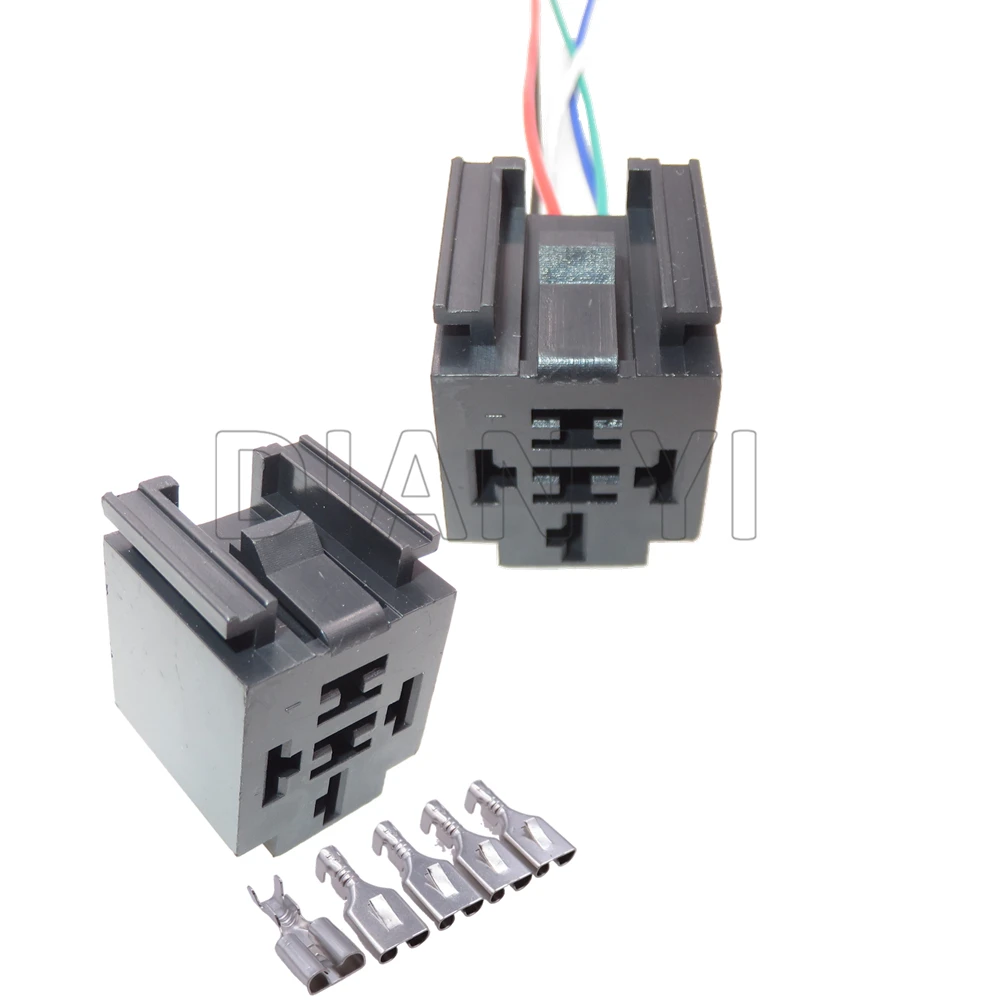 

1 Set 5 Way Starter Auto Wiring Terminal Connector Automotive Relay Base Connector Relay Socket with Cables