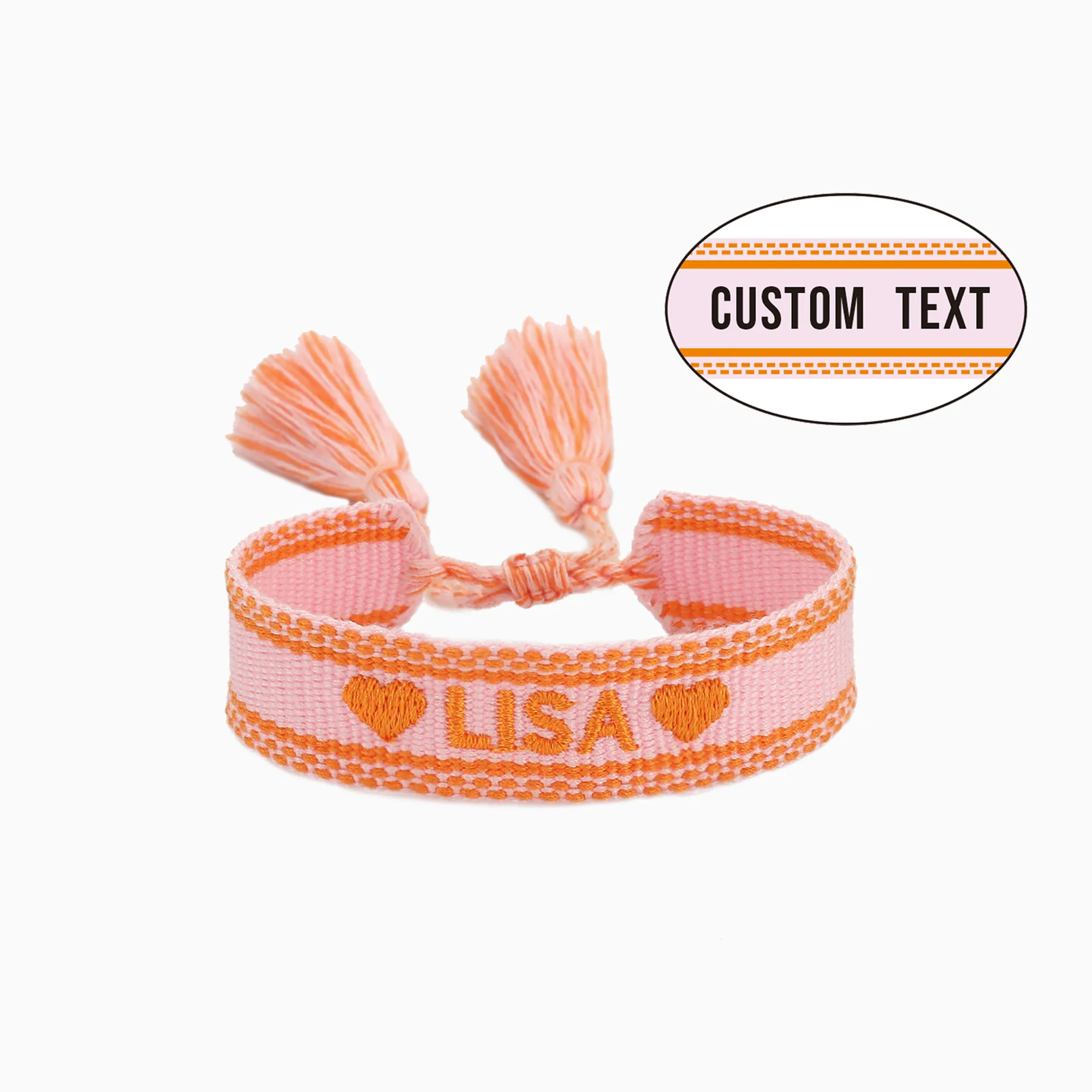 Custom Embroidery Text Bracelet With Tassel Adjustable Cotton Wristband Woven & Braided Rriendship Bracelet Gift for Her
Custom Embroidery Text Bracelet With Tassel Adjustable Cotton Wristband Woven & Braided Rriendship Bracelet Gift for Her