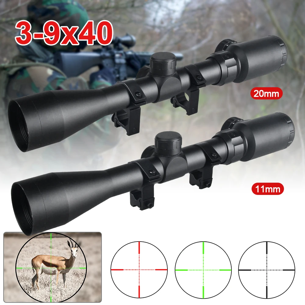

3-9x40 Hunting Tactical Riflescope Optic Sight Green Red Illuminated Hunting Scopes Rifle Scope Sniper Airsoft Scope Dual Optica