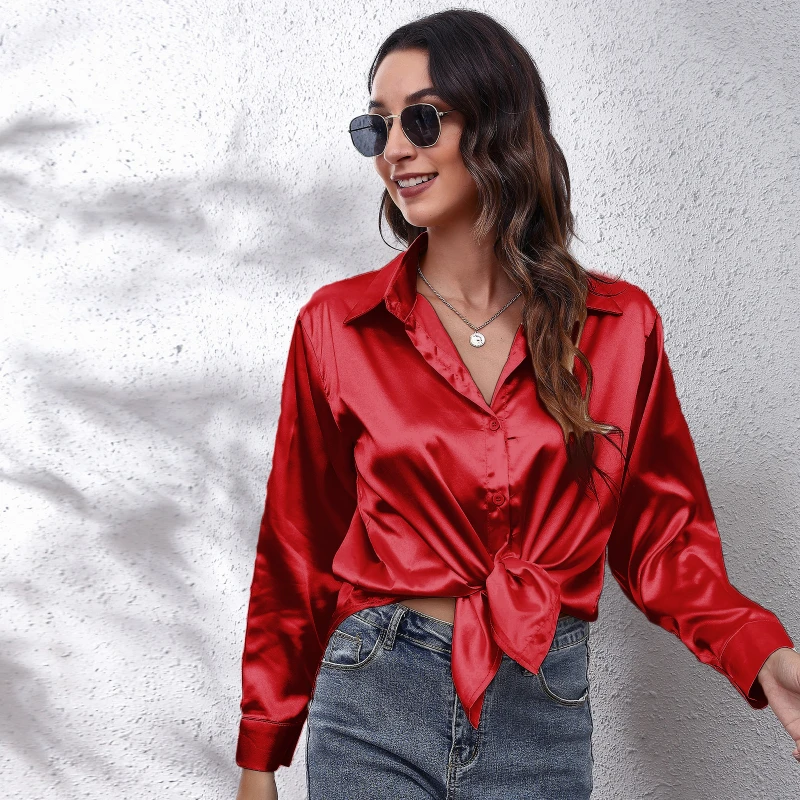 

Silk Women Shirt Elegant and Youth Woman Blouses Cheap and Pretty Blouses Solid Satin Women's Luxury Blouses OL Female Clothing