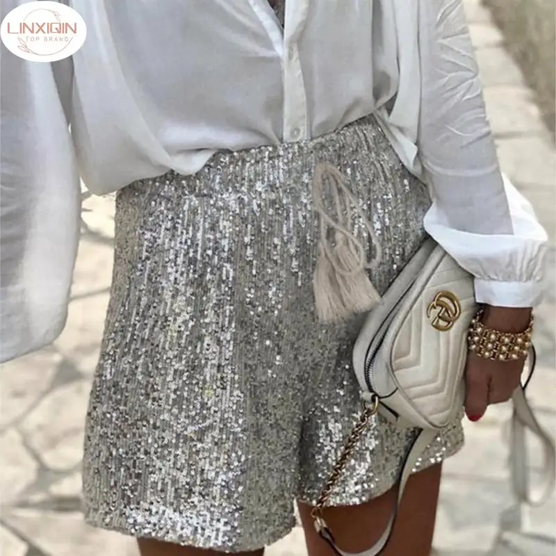 Silver Sequins Women Shorts New Year Party Low Waist Lace Up Female Mini Shorts 2024 Summer Autumn New Streetwear Loose Ladies
Silver Sequins Women Shorts New Year Party Low Waist Lace Up Female Mini Shorts 2024 Summer Autumn New Streetwear Loose Ladies