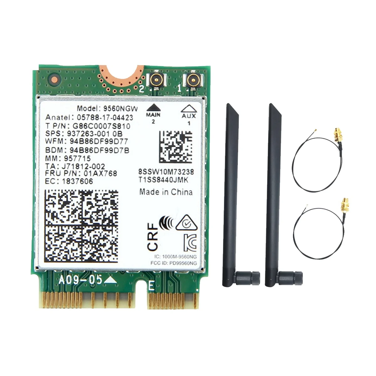 9560NGW Wi-Fi карта + 2x Антенна 9560 Мбит/с беспроводной AC 2,4 5,0G + 5G BT 802.11Ac M.2 CNVI 9560NGW беспроводной адаптер
9560NGW Wi-Fi карта + 2x Антенна 9560 Мбит/с беспроводной AC 2,4 5,0G + 5G BT 802.11Ac M.2 CNVI 9560NGW беспроводной адаптер