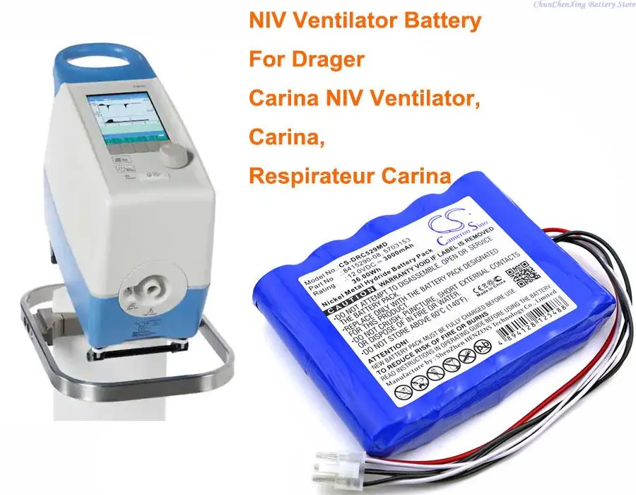 OrangeYu 3000mAh Medical Battery for Drager Carina NIV Ventilator, Carina, Respirateur Carina
OrangeYu 3000mAh Medical Battery for Drager Carina NIV Ventilator, Carina, Respirateur Carina