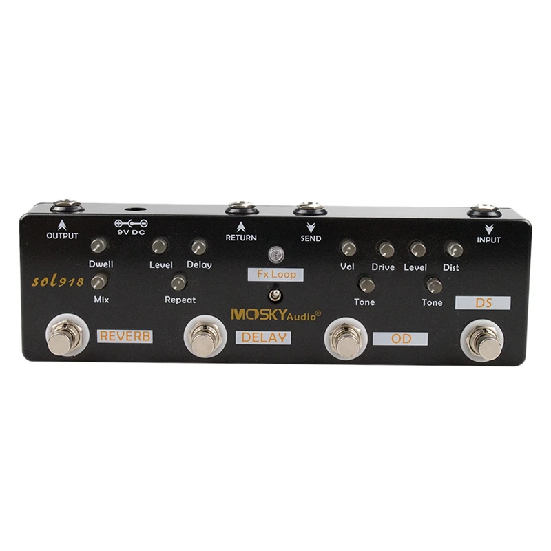 MOSKY Sol918 5-In-1 Guitar Multi-Effect Pedal Distortion Delay Reverb Overdrive Effect Pedal FX Loop Metal Shell True Bypass
MOSKY Sol918 5-In-1 Guitar Multi-Effect Pedal Distortion Delay Reverb Overdrive Effect Pedal FX Loop Metal Shell True Bypass