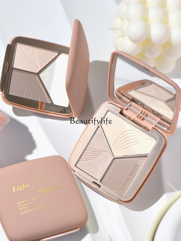 

Three-Color Matte Contour Compact High-Gloss Side Shadow Nose Shadow Sculpting Contour Powder Hairline Makeup Palette