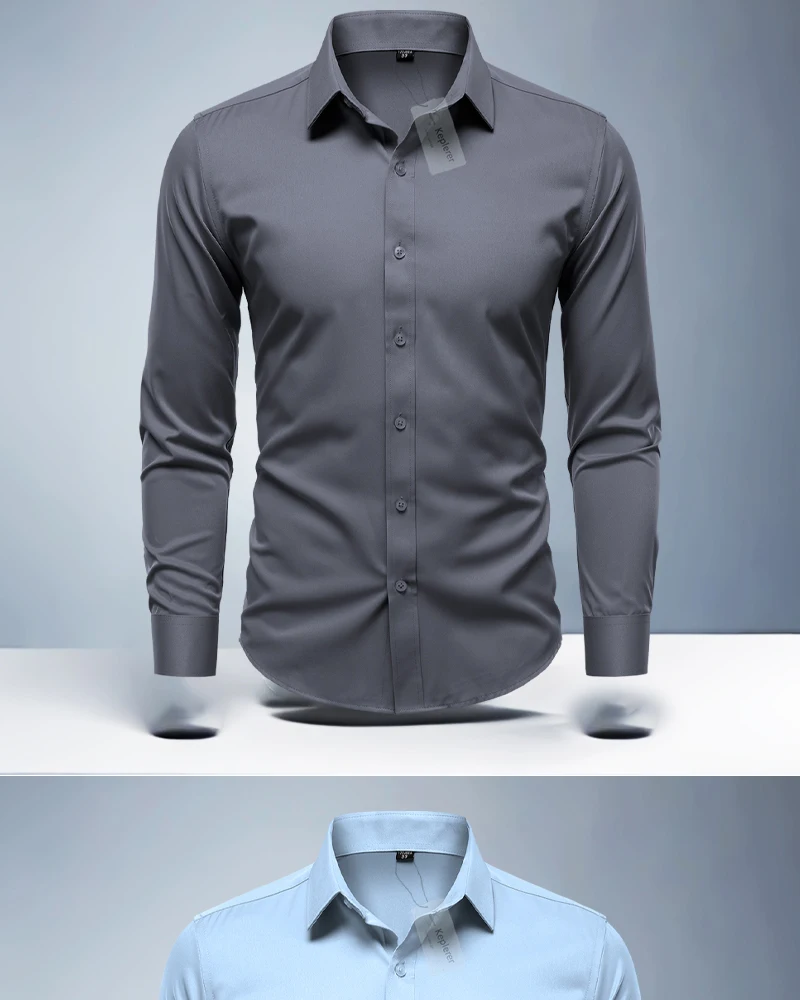 قميص أبيض للرجال بأكمام طويلة، كاجوال بدون حديد، قميص مناسب للربيع/الصيف، ملابس رسمية احترافية قميص أبيض للرجال بأكمام طويلة، كاجوال بدون حديد، قميص مناسب للربيع/الصيف، ملابس رسمية احترافية