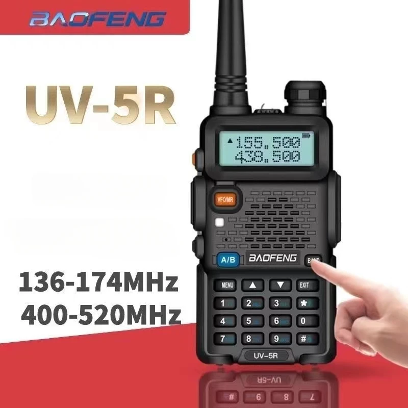 

BAOFENG-UV-5R портативная рация, двухсторонняя радиостанция, двухсторонний трансивер, 1800 мА · ч трехдиапазонная CB, VHF/UHF, для кемпинга