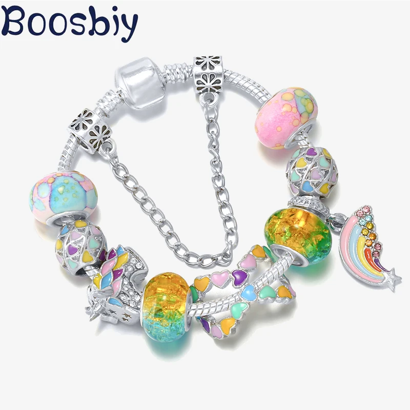 Boosbiy Unicorn & Rainbow Colorful Fantasy Charms Beads Bracelet With Pendant Fit Jewelry Bracelet For Women Fashion Brand Gifts
Boosbiy Unicorn & Rainbow Colorful Fantasy Charms Beads Bracelet With Pendant Fit Jewelry Bracelet For Women Fashion Brand Gifts