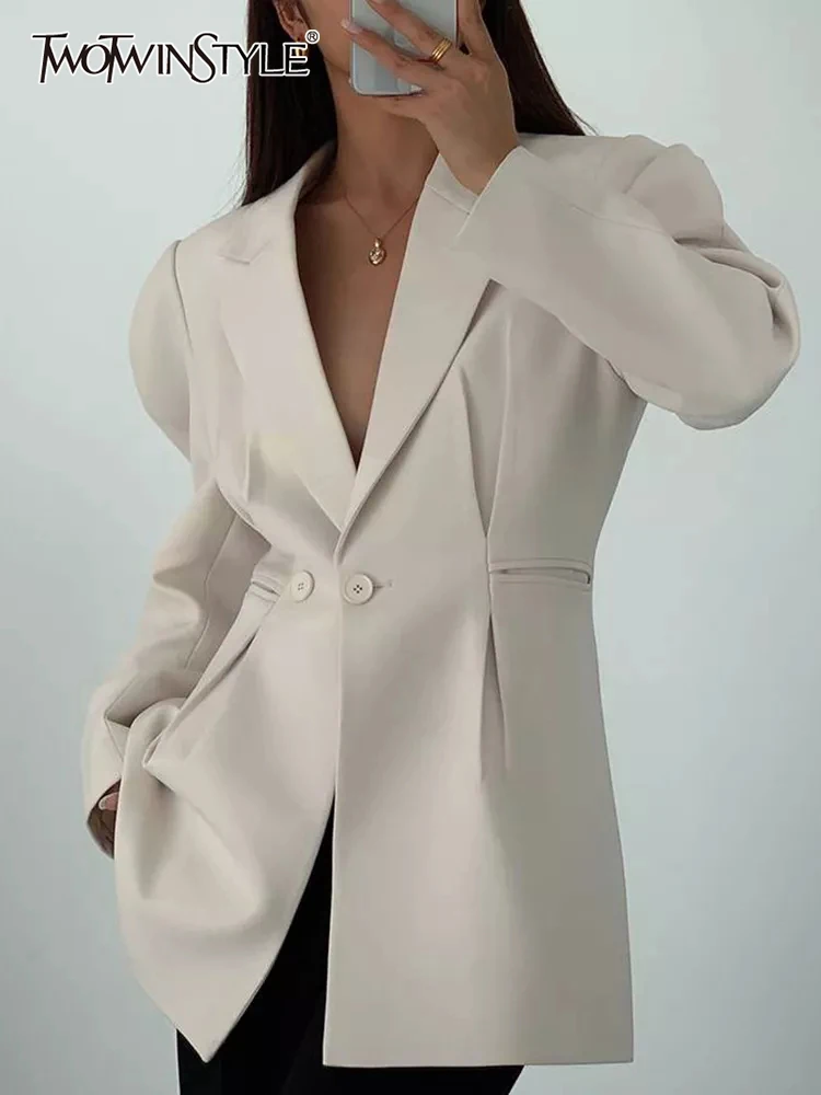 TWOTWINSTYLE High Street Solid Blazer For Women Notched Collar Long Sleeve Black Blazers Female Spring Fashion Clothes Style New
TWOTWINSTYLE High Street Solid Blazer For Women Notched Collar Long Sleeve Black Blazers Female Spring Fashion Clothes Style New