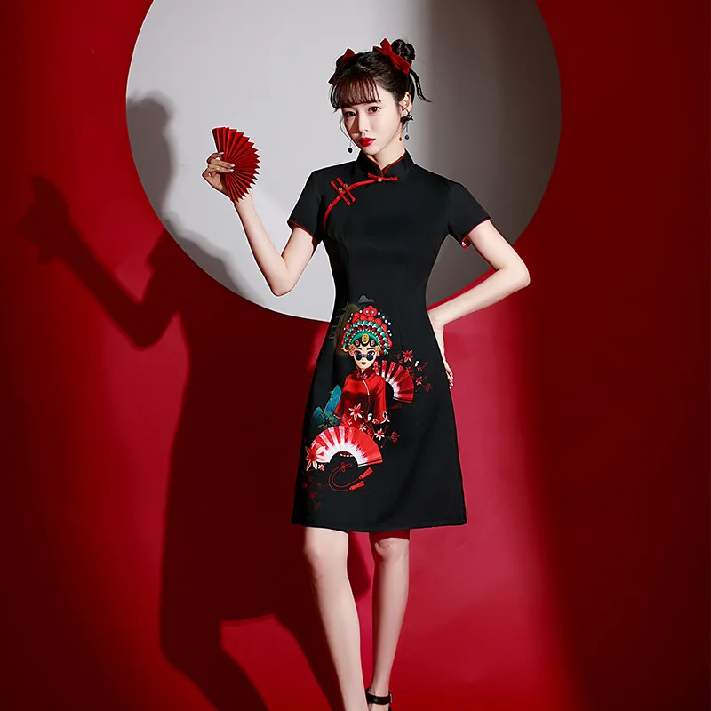 Summer Short Sleeves A-Line Chinese Style Printed Satin Cheongsam Traditional Mandarin Collar Qipao Retro Women Dress
Summer Short Sleeves A-Line Chinese Style Printed Satin Cheongsam Traditional Mandarin Collar Qipao Retro Women Dress
