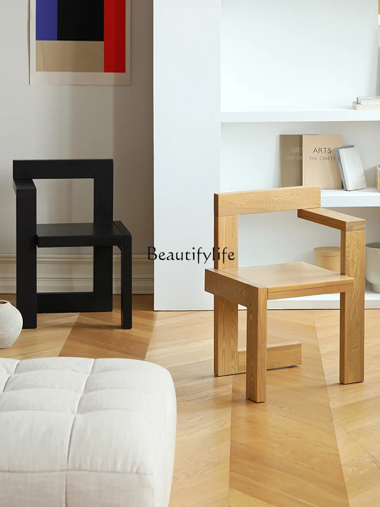 Solid Wood Dining Chair Mid-Ancient Simple Black Creative Single Armrest Leisure Chair
Solid Wood Dining Chair Mid-Ancient Simple Black Creative Single Armrest Leisure Chair