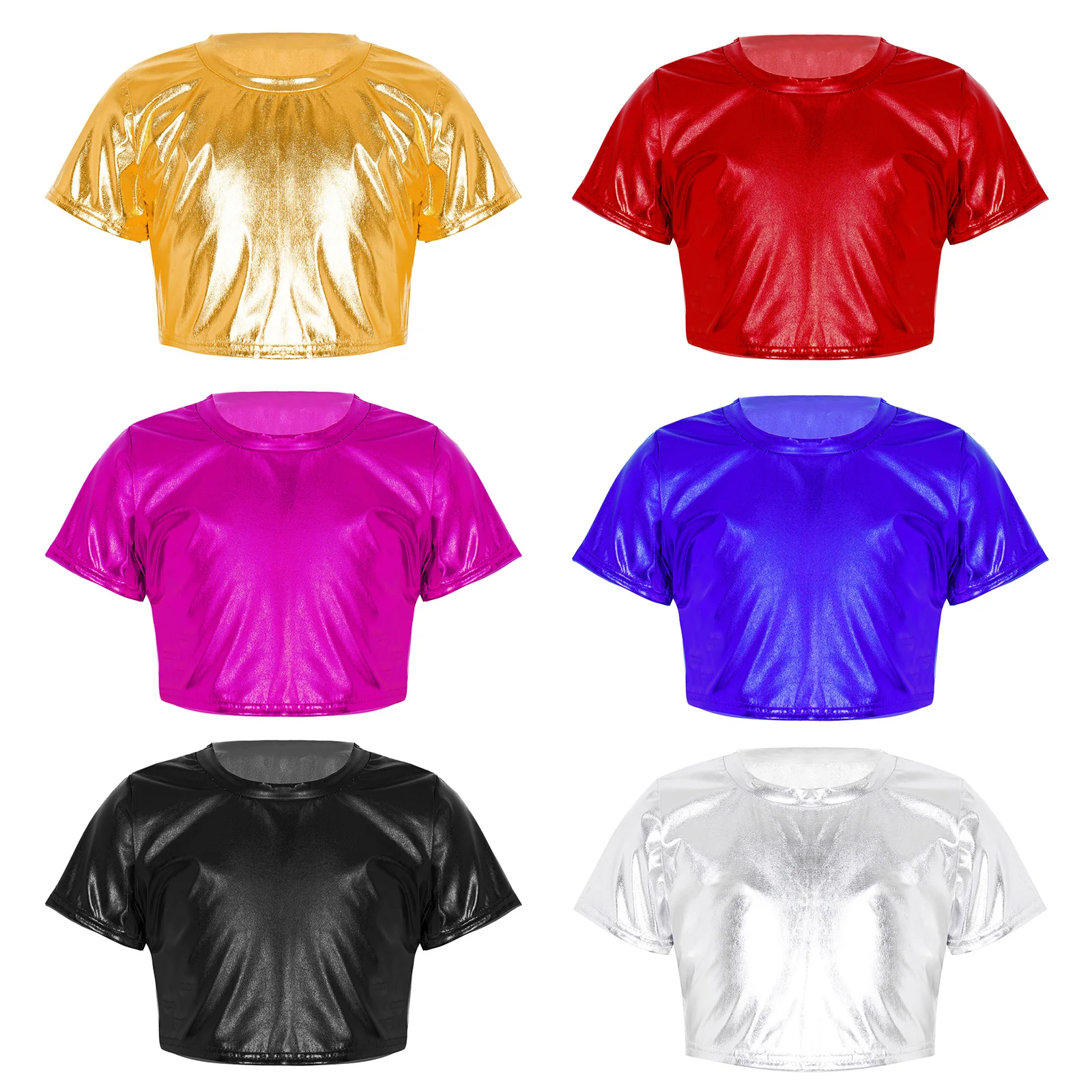 Kids Girls Boys Dance Crop Top Shiny Metallic Short Sleeve T-shirt Tops For Jazz Dance Street Wear Workout Performance Costume
Kids Girls Boys Dance Crop Top Shiny Metallic Short Sleeve T-shirt Tops For Jazz Dance Street Wear Workout Performance Costume