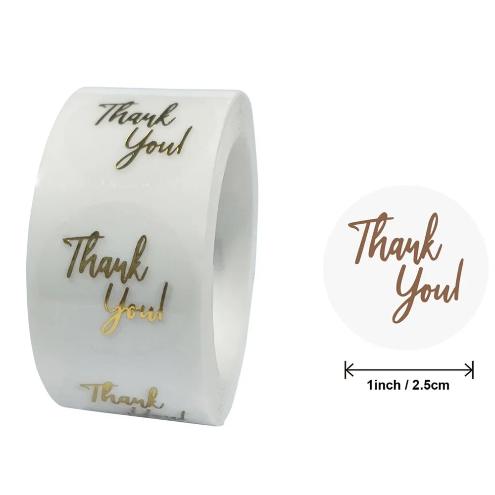 

50-500pcs Labels 1inch Clear Gold Foil Thank You Stickers for Wedding Pretty Gift Cards Envelope Sealing Label