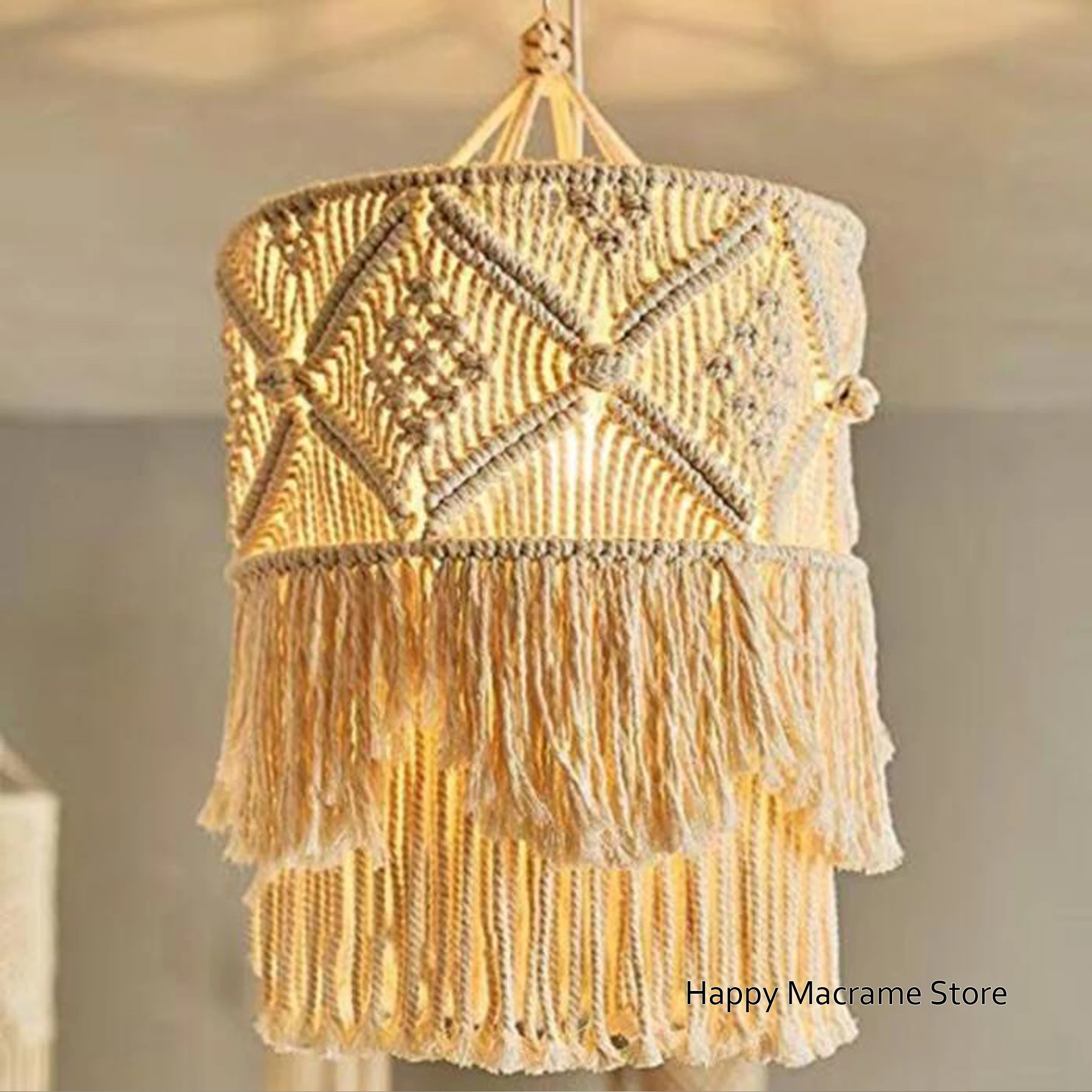 

Decorative Handmade Macrame Lamps Chandeliers Bohemian Lamps Lampshade Boho Mobile Nursery Mobile Home Decor - Without lamp