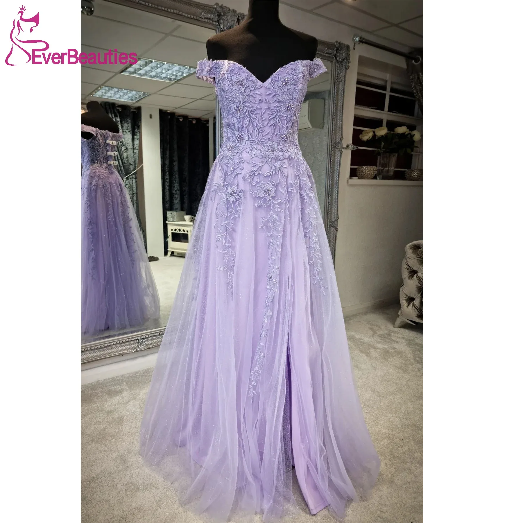 Off Shoulder Tulle Lace Prom Dress for Women 2024 Side Slit Vestidos De Fiesta Elegantes Para Lilac Appliques Formal Party Dress
Off Shoulder Tulle Lace Prom Dress for Women 2024 Side Slit Vestidos De Fiesta Elegantes Para Lilac Appliques Formal Party Dress