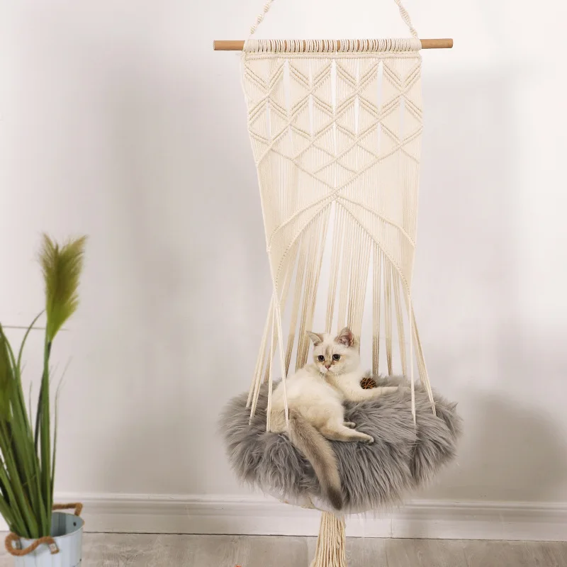 Hand-Woven cat Hanging Basket Swing, Pet cat Flower Mesh Basket Cage Hanging Nest Swing Bed Hammock Toy Washable, All Seasons
Hand-Woven cat Hanging Basket Swing, Pet cat Flower Mesh Basket Cage Hanging Nest Swing Bed Hammock Toy Washable, All Seasons