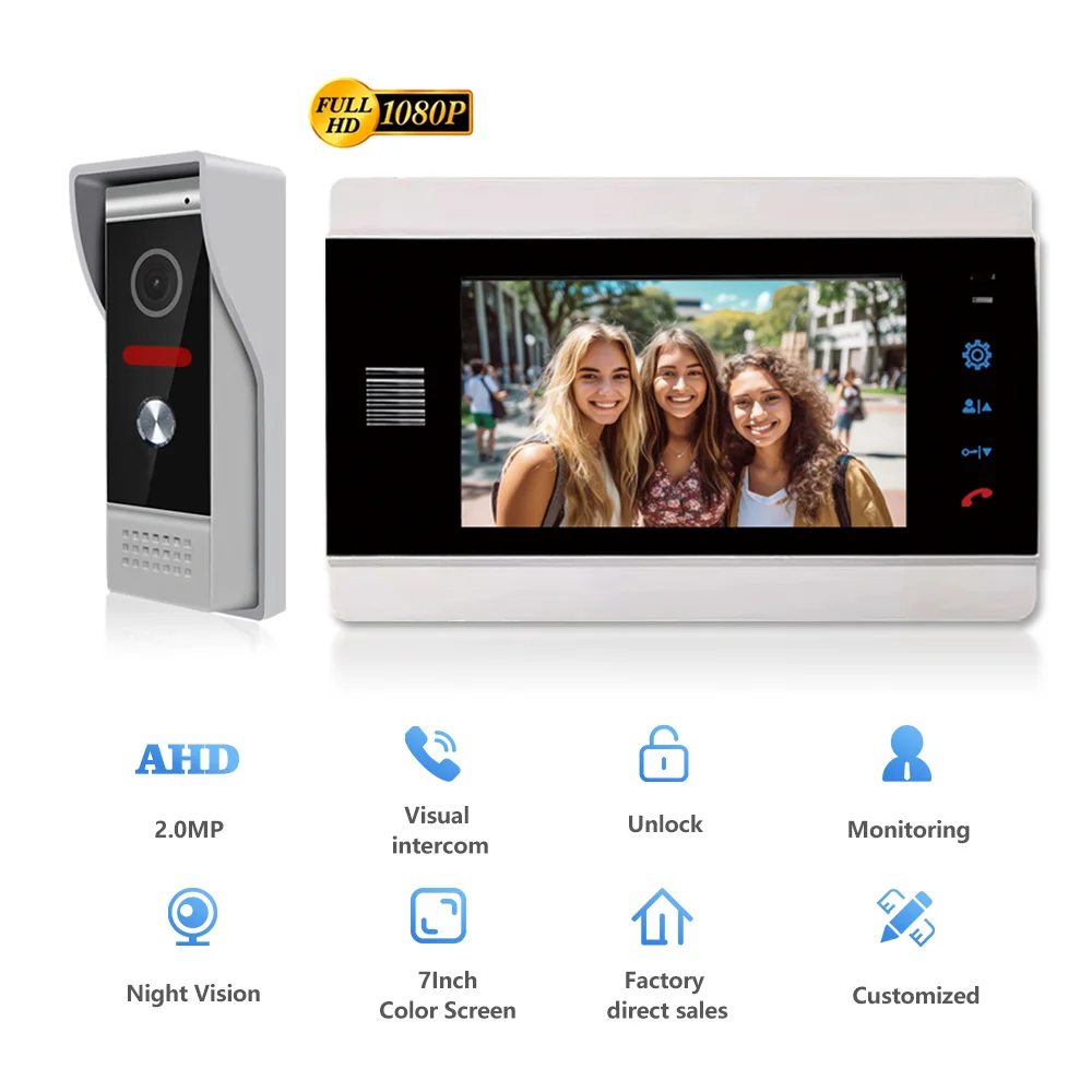 

1080P 7-Inch Home Video Intercom System Private Home Night Vision Mobile Detection Doorbell Camera Apartment Video Call Intercom