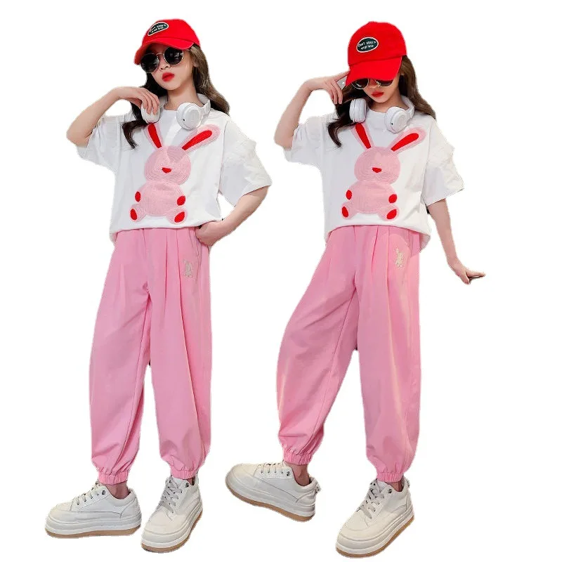 Kids Clothes Set Summer Casual Rabbit Print Short Sleeve T-shirt+Pants Two Pieces Teens Girls Tracksuit School Children Costumes
Kids Clothes Set Summer Casual Rabbit Print Short Sleeve T-shirt+Pants Two Pieces Teens Girls Tracksuit School Children Costumes