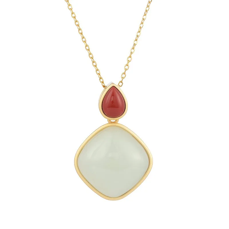 XL350 ZFSILVER S925 Sterling Silver Fashion Hetian Jade Agate Waterdrop Diamond Square Necklaces For Girls Women Wedding Jewelry
XL350 ZFSILVER S925 Sterling Silver Fashion Hetian Jade Agate Waterdrop Diamond Square Necklaces For Girls Women Wedding Jewelry