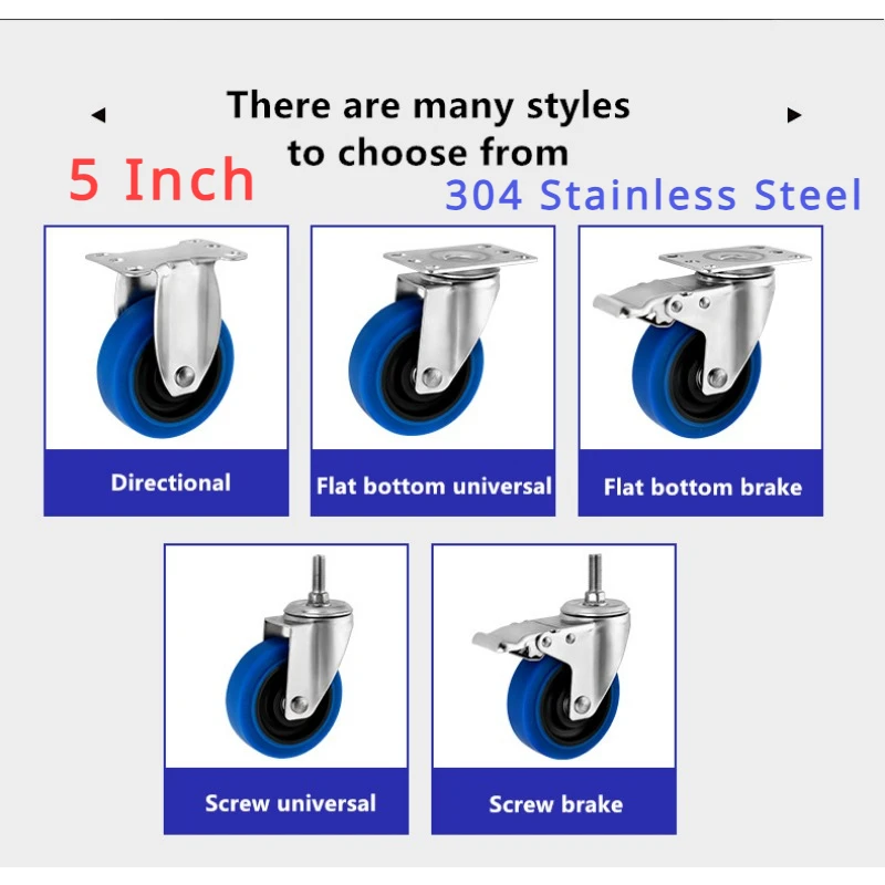 (4 Packs) 5 Inch 304 Stainless Steel Casters Medium Blue TPR Twin Shaft Rubber Universal Roller Silent Wheel Caster 330KG
(4 Packs) 5 Inch 304 Stainless Steel Casters Medium Blue TPR Twin Shaft Rubber Universal Roller Silent Wheel Caster 330KG
