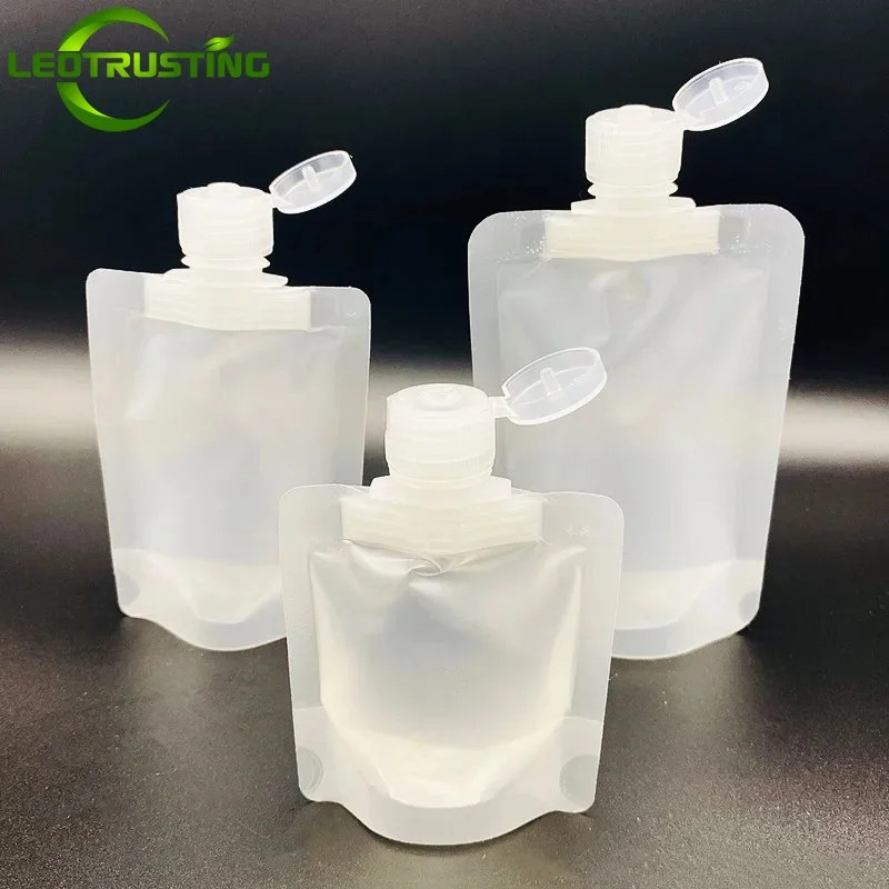 

100PCS 30ML/50ML/80ML/100ML Plastic Frosted Flip Cover Suction Nozzle Bag Travel Lotion Oil Beverage Separate Portable Pouches