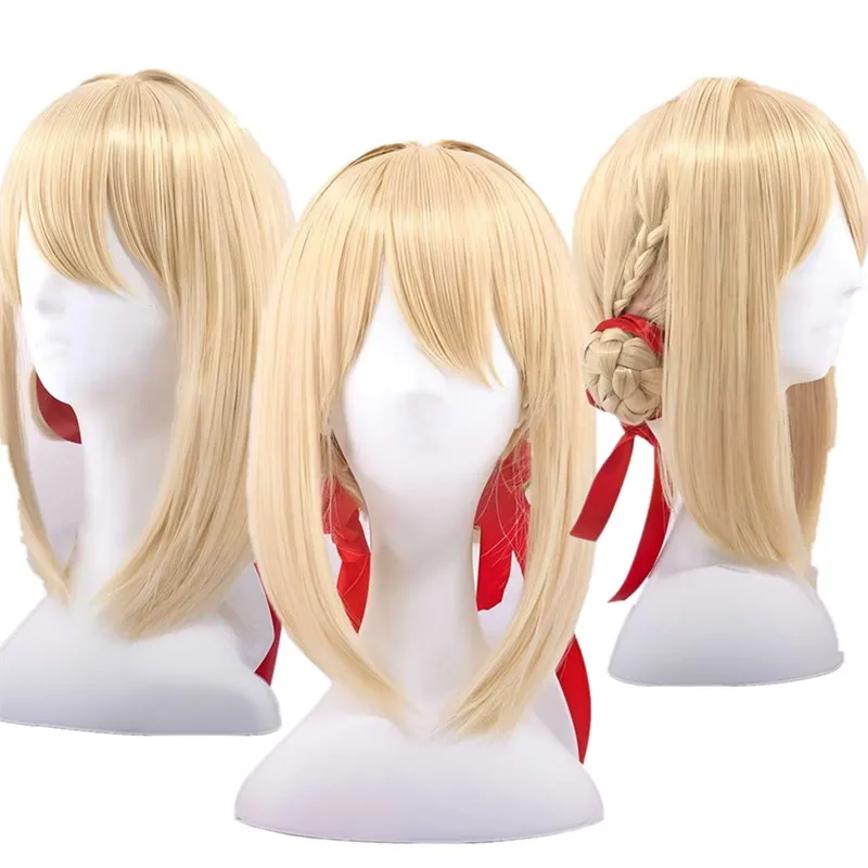 

Violet Evergarden Cosplay Wig Anime Fantasia Adult Women Heat Resistant Synthetic Hair Carnival Halloween Party Props ﻿