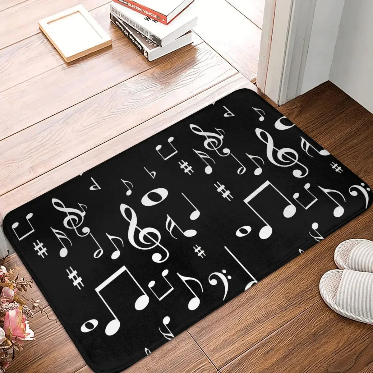 

Anti-Slip Rug Doormat Living Room Mat Music Notes Hallway Carpet Welcome Decor